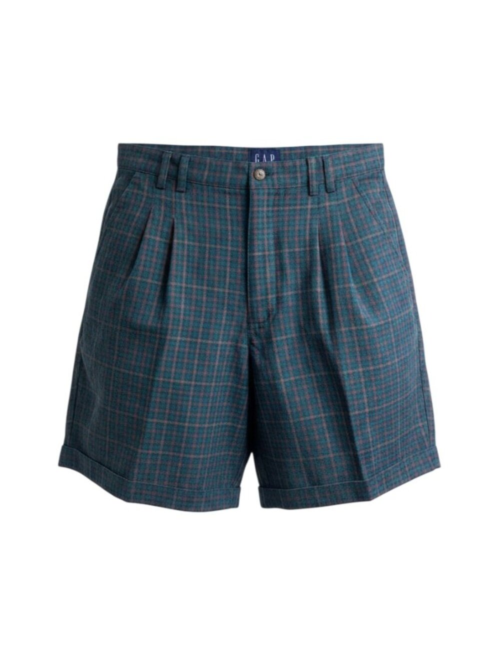 Vintage GAP Plaid High Waist Cuffed‎ Pleated Collegiate Shorts Womens Size 13/14